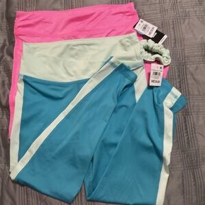 Ideology Pink Girls Capri Leggings & Blue Long Leggings Both are NWT Size M